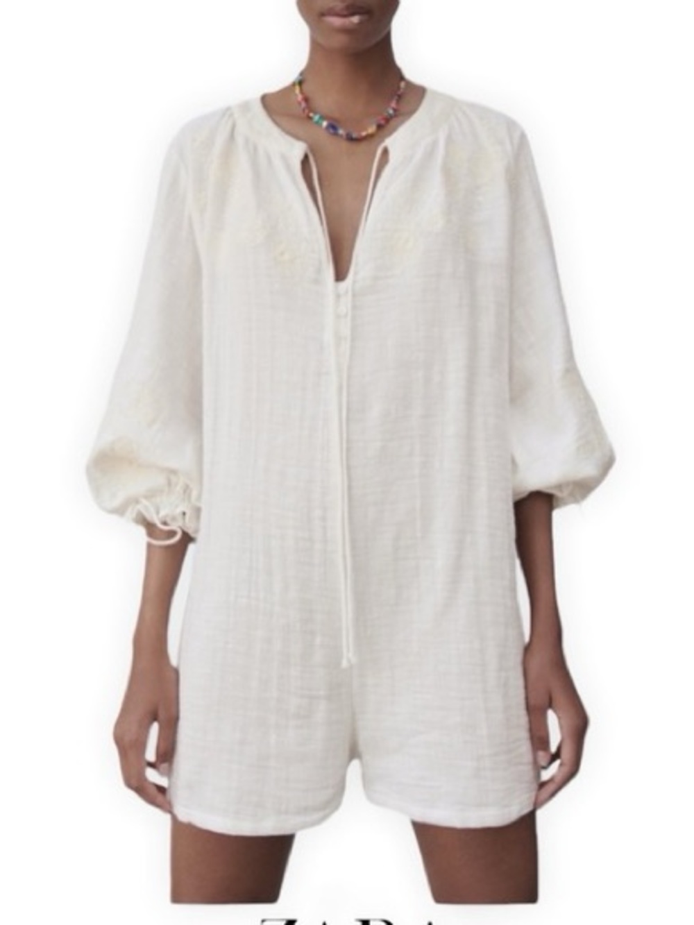 Zara gauze embroidered romper